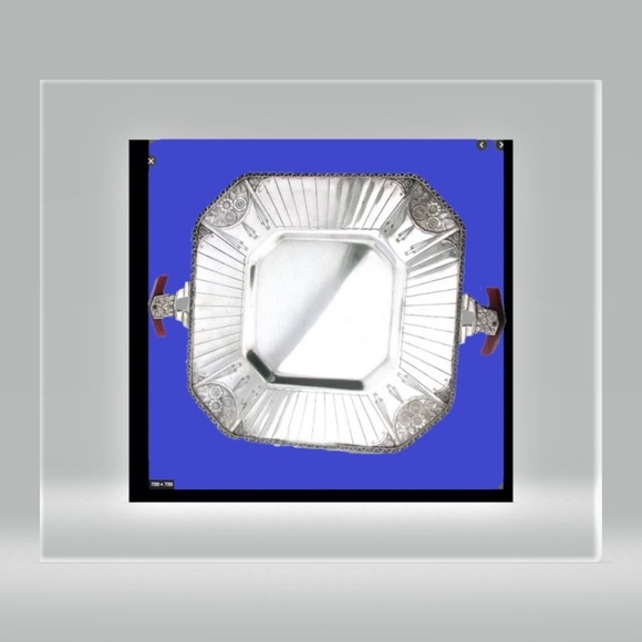 Stunning Art Deco Silver Plate floral square tray - Picture 6 of 6
